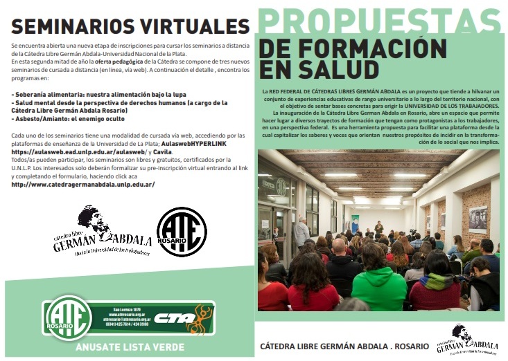 Serie de cursos organizados por ATE y la Cátedra Libre Germán Abdala.