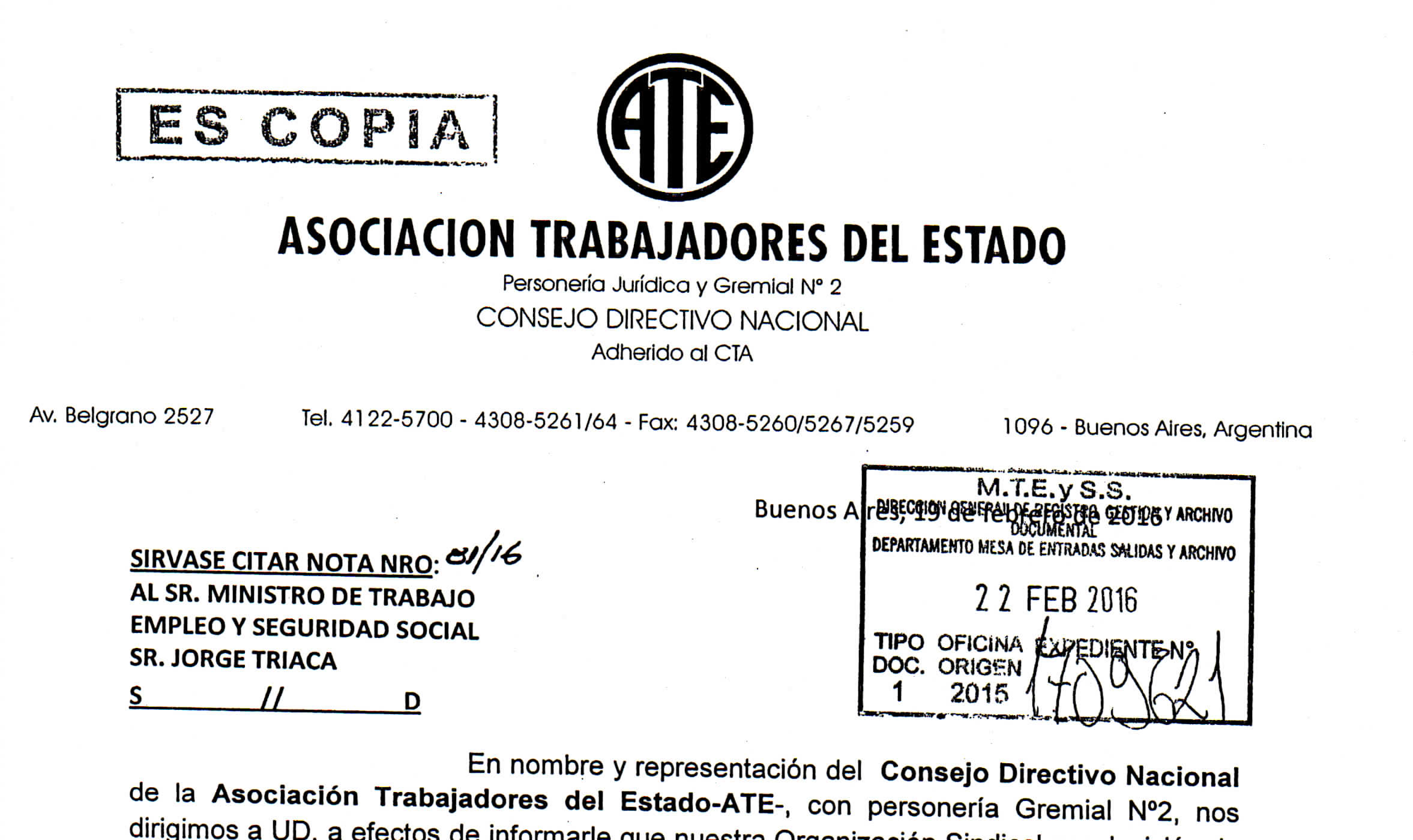 Notificación del Paro del 24/2